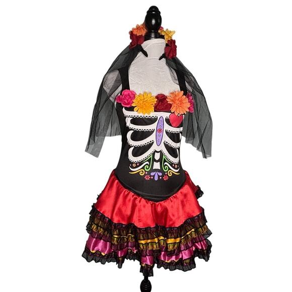 Day of the Dead Complete Costume Set Size Small - Picture 1 of 12